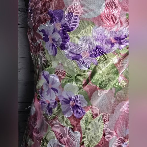 Vtg 80's Inner Most Floral Sheer Slip Dress - Picture 6 of 6